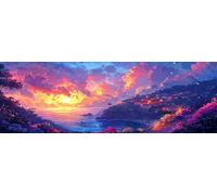 5D Grande Diamond Painting 40 x 120 cm, DIY Manualidades Adultos Pintura de Diamantes, Diamond Art Cuadros, Punto Cruz Bordado Cristal, Estrás, Manualidades Decor, Pueblo Junto Al Mar TU0N-74