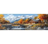 5D Grande Diamond Painting 40 x 120 cm, DIY Manualidades Adultos Pintura de Diamantes, Diamond Art Cuadros, Punto Cruz Bordado Cristal, Estrás, Manualidades, Cabaña Puente De Montaña Nevada TU0N-75