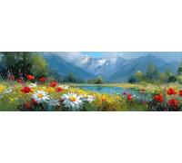 5D Grande Diamond Painting 60 x 180 cm, DIY Manualidades Adultos Pintura de Diamantes, Diamond Art Cuadros, Punto Cruz Bordado Cristal, Estrás, Manualidades, Flores Silvestres Paisaje TU0N-207