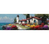 5D Grande Diamond Painting 80 x 240 cm, DIY Manualidades Adultos Pintura de Diamantes, Diamond Art Cuadros, Punto Cruz Bordado Cristal, Estrás, Manualidades Decor, Cabaña Vista Al Mar TU0N-163