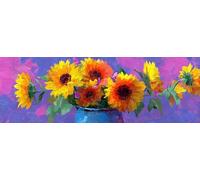 5D Grande Diamond Painting 80 x 240 cm, DIY Manualidades Adultos Pintura de Diamantes, Diamond Art Cuadros, Punto Cruz Bordado Cristal, Estrás, Manualidades Decoración, Girasol Florero TU0N-141