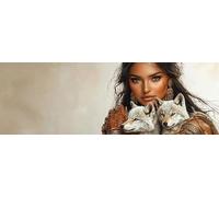 5D Grande Diamond Painting 80 x 240 cm, DIY Manualidades Adultos Pintura de Diamantes, Diamond Art Cuadros, Punto Cruz Bordado Cristal, Estrás, Manualidades para Decoración, Mujer Lobo TU0N-329