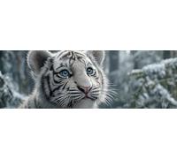 5D Grande Diamond Painting 90 x 270 cm, DIY Manualidades Adultos Pintura de Diamantes, Diamond Art Cuadros, Punto Cruz Bordado Cristal, Estrás, Manualidades Decor, Tigre Blanco Animal TU0N-285