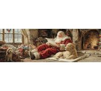 5D Grande Diamond Painting 90 x 270 cm, DIY Manualidades Adultos Pintura de Diamantes, Diamond Art Cuadros, Punto Cruz Bordado Cristal, Estrás, Manualidades Decoración, Papá Noel Perro TU0N-129