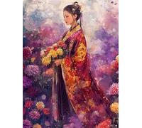 5D Japón Diamond Painting Kit Completo, Diamond Art Geisha Dibujos con Diamantes, DIY Manualidades Adultos Punto de Cruz Pintura de Diamante para Niños y Adultos Decoración de Hogar 30x40 cm K-1954