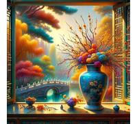 5D Jarrón paisajístico Diamond Painting Kit Completo,diamond painting Art kit para Adultos,DIY Square Cristal Pintura de Diamante Bordado Punto de Cruz Manualidades Hogar para Decoración Hogar 70x70cm