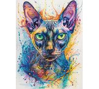 5D Kit Pintura Diamante Retrato De Gato Sin Pelo De Fantasía，Cristales Artísticos De Diamantes，Imágenes Bordadas Con Diamantes De Imitación，Suministros Para Manualidades Diy Para Decora 30x40cm
