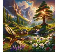 5D Lago Mountain Diamond Painting Kit Completo,diamond painting Art kit para Adultos,DIY Square Cristal Pintura de Diamante Bordado Punto de Cruz Manualidades Hogar para Decoración Hogar 40x40cm
