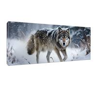 5D Lobo gris Diamond Painting Kits for Adults, Pintura Diamante Kits for Kids, Cuadrado Full Drill Diamond Art Painting, DIY Diamonds Gem Art Painting para Hogar Decoracion Regalos 30x75cm K-388