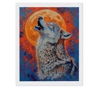 5D Luna lobo Diamond Painting, Diamond Painting Kit Completo, Manualidades Adultos DIY Cristal Pintura De Diamante Bordado de Punto de Cruz, Para Decoración De Pared Del Hogar Regalos 35x50cm O-864