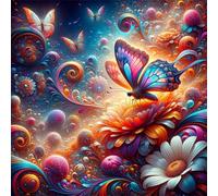 5D Margarita Mariposa Diamond Painting Kit Completo,diamond painting Art kit para Adultos,DIY Square Cristal Pintura de Diamante Bordado Punto de Cruz Manualidades Hogar para Decoración Hogar 70x70cm