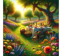 5D Mesa de picnic Diamond Painting Kit Completo,diamond painting Art kit para Adultos,DIY Square Cristal Pintura de Diamante Bordado Punto de Cruz Manualidades Hogar para Decoración Hogar 30x30cm