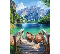 5D Montañas y Lagos Diamond Painting, Diamond Painting Kit Completo, Diamond Art Kit Manualidades Adultos DIY Cristal Pintura De Diamante Para, Paintings Para Decor De Pared Del Hogar 30x40 cm Z-819