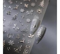 5D Nail Art Stickers, Decoración Uñas Navidad, Pegatinas Uñas Navidad, Pegatinas 3d Nail Art, Lindos Accesorios para Decoración de Unas Navideñas de Invierno(C)