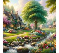 5D Paisaje del jardín Diamond Painting Kit Completo,diamond painting Art kit para Adultos,DIY Square Cristal Pintura de Diamante Bordado Punto de Cruz Manualidades Hogar para Decoración Hogar 80x80cm