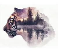 5D Paisaje Diamond Painting Tigre Diamond Painting Kit Completo, Manualidades Adultos, DIY Cristal Pintura De Diamante, Dibujos con Diamantes Para Principiante, Decoración Pared Hogar 20x30cm 0Y-1078
