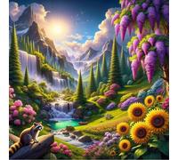 5D Pino de la cascada Diamond Painting Kit Completo,diamond painting Art kit para Adultos,DIY Square Cristal Pintura de Diamante Bordado Punto de Cruz Manualidades Hogar para Decor Hogar 100x100cm