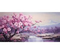 5D Pintura de Diamante Bricolaje Kits Completa Adulto Árbol de Flores Rosa Y Blanco Diamond Painting DIY con Herramientas Cuadros Artísticos en Lienzo Decoración de Pared del Hogar Round Drill 30x60cm