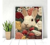 5D Pintura Diamante Adultos, Flor Conejo Diamond Painting Adultos Kit, Pintura Diamante Niños, DIY Cristal Art Diamond Painting Kits Para Navidad Decoración De Pared Del Hogar 80 x 110cm PjY1260 W-7