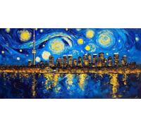 5D Pintura Diamante Adultos Grande, Vista nocturna de la ciudad Diamond Painting Kit Adultos Niños, DIY Cristal Diamond Painting Kits Completo Para Decor De Pared Del Hogar, Regalos 50x100cm b-95