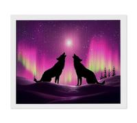 5D Pintura Diamante Adultos, Lobo Aurora Diamond Painting Adultos Kit, Kit Pintura Diamante Niños, DIY Cristal Art Diamond Painting Kits Para Navidad Decoración De Pared Del Hogar 60x90cm l-503