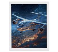 5D Pintura Diamante Kit, DIY Diamond Painting Kits for Adultos, Kit Pintura Diamante Aviones, Redondo Diamantes, DIY Painting by Numbers Diamond Art Kits, para Decoración de Hogar 70x90cm O-202