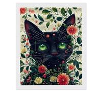 5D Pintura Diamante Kit, DIY Diamond Painting Kits for Adultos, Kit Pintura Diamante Black Cat Flower, Redondo Diamantes, DIY Painting by Numbers Diamond Art Kits, para Decor de Hogar 60x80cm O331