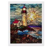 5D Pintura Diamante Kit, DIY Diamond Painting Kits for Adultos, Kit Pintura Diamante Paisaje faro, Redondo Diamantes, DIY Painting by Numbers Diamond Art Kits, para Decor de Hogar 60x80cm O-219