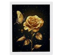5D Pintura Diamante Kit, DIY Diamond Painting Kits for Adultos, Kit Pintura Diamante Rosa amarilla, Redondo Diamantes, DIY Painting by Numbers Diamond Art Kits, para Decor de Hogar 30x40cm O-498