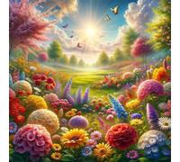 5D Prado Soleado Diamond Painting Kit Completo,diamond painting Art kit para Adultos,DIY Round Cristal Pintura de Diamante Bordado Punto de Cruz Manualidades Hogar para Decoración Hogar 70x70cm