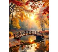 5D Square Diamond Painting Kit Completo Adultos 20x30cm,Puente del Árbol Amarillo Pintura de Diamantes para adultos,DIY Diamond Arte Bordado Punto de Cruz Cuadros Decoración de Pared Hogar Regalo