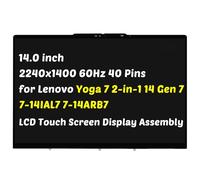 5D10S39812 5D10S39810 Reemplazo para Lenovo Yoga 7 2 en 1 14IAL7 14ARB7 Tipo 82QE 82QF 14 pulgadas 2.2K 2240x1400 Non-OLED 60HZ 30Pins LCD Pantalla táctil Asamblea (para 2240x2240x1400) 1400 Solamente
