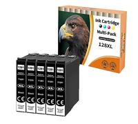 5er T1281 Negro Cartuchos de Impresora Compatible con T1281 1281 Negro para Epson Stylus Office BX305f BX305fd BX305fw S22 SX125 SX130 SX230 SX235w SX420W SX425W SX430W SX435w SX438W SX440W SX445W