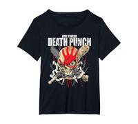 5FDP Warhead Skull Front Back Print Camiseta, Mujer Tallas Grandes, Negro, 1XL Grande