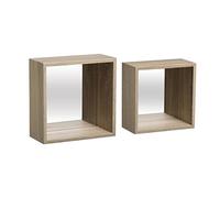 5five - 2 estantes de Pared con Espejo en Forma de Cubo fixy Efecto Roble