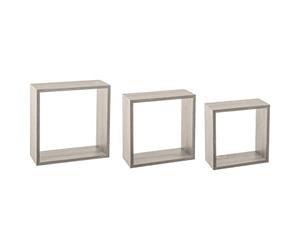5five - 3 Grandes estanterías murales fixy Cubo Efecto Roble Gris