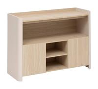 5five - aparador redondo blanco marfil y madera 2 puertas