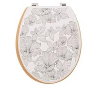 5five - asiento de inodoro de madera lacada en blanco y negro "blackflora