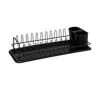 5Five Black Edition - Escurridor Negro de Acero y plástico, 10 Platos, 41,5 x 17,4 x 9,6 cm, Bandeja de Goteo para vajilla, Accesorio de Cocina
