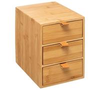 5five - caja 3 cajones correas cuero bambú