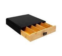 5Five Caja de Almacenamiento para Cápsulas de Café Noir Kitchen - Negro/Natural Metal/Bambú (Capacidad 64 Nespresso Horizontal) 33x31x7.5cm