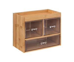 5five - Caja organizadora Transparente de 3 cajones de bambú Selena