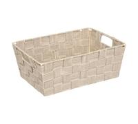 5Five - Cesta de almacenaje Beige Lise de poliéster y Acero - 5 l - 28 x 20 x 11 cm - Organizador para el hogar, Caja de almacenaje Multiusos, práctico Accesorio