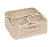 5Five - Cesta de almacenaje de poliéster Beige - X - 31 x 31 x 10 cm - Organizador para el hogar, Caja de almacenaje Multiusos, práctico Accesorio para el salón