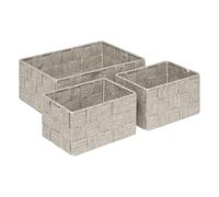 5Five - Cesta de almacenaje Lise Beige de Acero y poliéster - 0,9 L y 3,9 L - 22 x 16 x 9 cm - Organizador para el hogar, Accesorio práctico