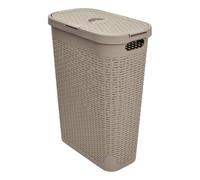 5five - Cesta de lavandería fina de ratán, 40 l, color beige - Orificios de ventilación - Tapa - Asas ergonómicas para facilitar su transporte - Cesta de almacenamiento de plástico