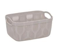 5Five - Cesta de plástico LEAF beige - 23 x 16,7 x 12 cm - Organizador para el hogar, cesta, práctico accesorio para el baño o el lavadero