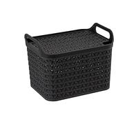 5five - cesta de plástico perforada con tapa 12l negra