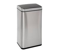 5five - Contenedor automático rectangular con sensor de 40 l, acero inoxidable, detección de movimiento, pulsadores, cubo extraíble, fácil limpieza, cierre suave, silencioso
