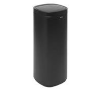 5five - Contenedor de Acero Inoxidable Negro de 50 l con Apertura Manual, sujeción de Tapa de 90°, práctico Sistema de fijación de Bolsas y fácil Limpieza
